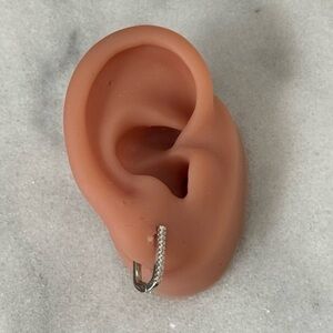 Sterling Silver Crystal Pave Oval Hoop Earrings 

Brand New

Sterling Silver